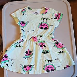 SPOTTED ZEBRA WATERMELON TODDLER  GIRL  DRESS SIZE 2T EUC